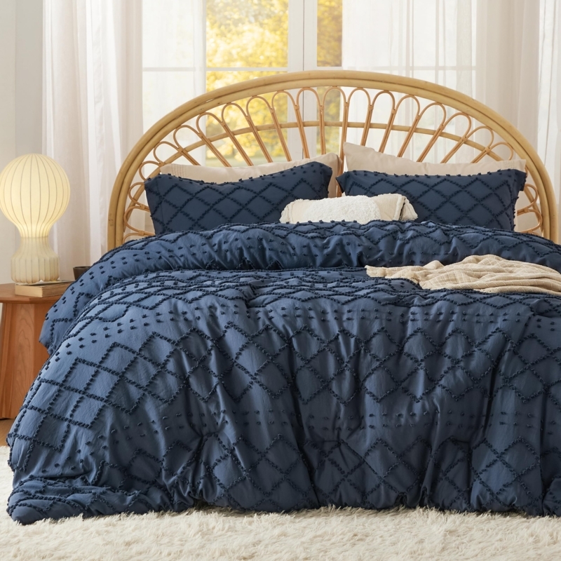 Comforter Set Geometric Tufting Boho Chic Farmhouse Style
