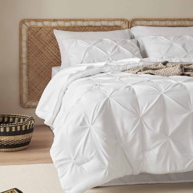 Comforter Set Grey Pintuck Diamond Pattern Matching Shams