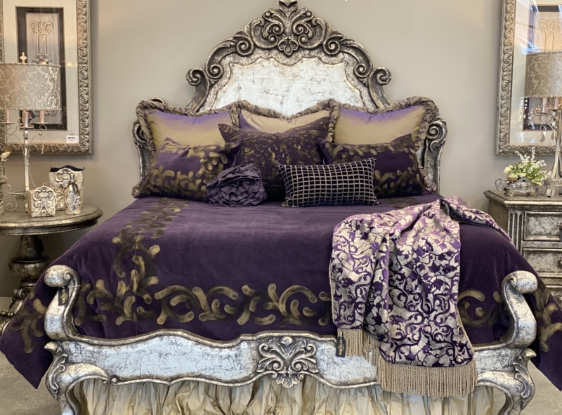Comforter Set Hand Painted Velvet Plum Jewel Tone Bedding