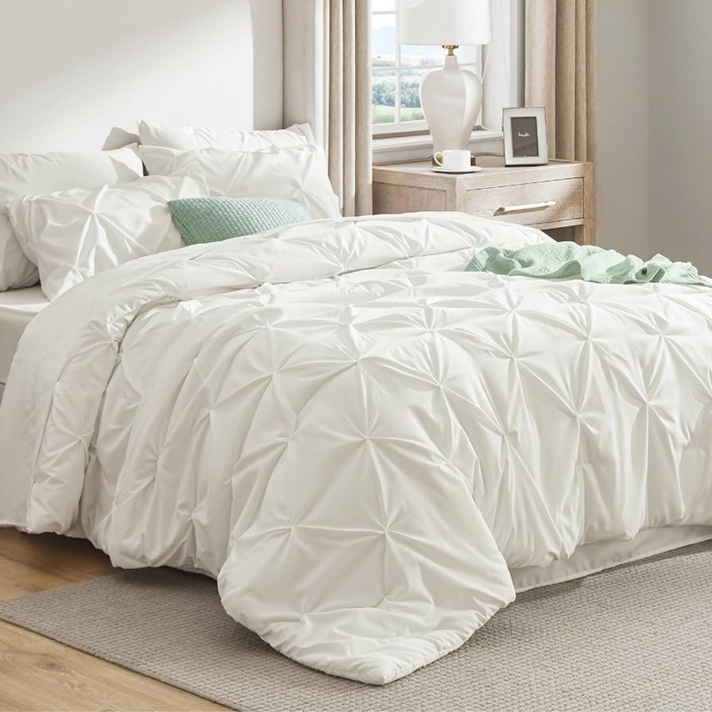 Comforter Set Ivory Pinch Pleat, Textured Bedding Ideas