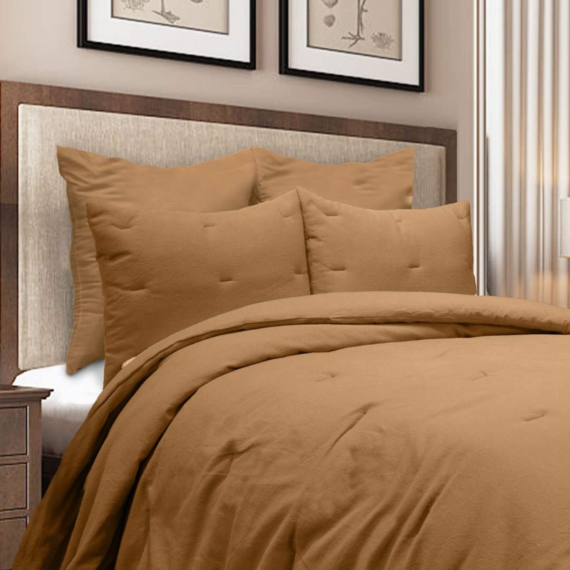 Comforter Set Light Brown Geometric Line Pattern Modern Rustic