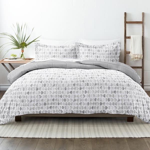 Comforter Set: Light Gray Celestial Pattern, Reversible, Whimsical Modern