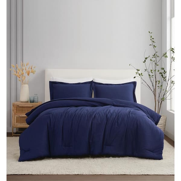 Comforter Set Linen-Like Lived-In Texture Rustic Minimalist