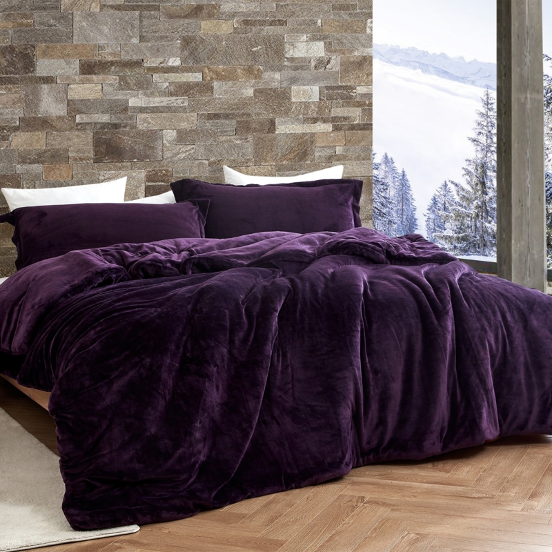 Comforter Set Midnight Purple Plush Shaggy Oversized Bedding
