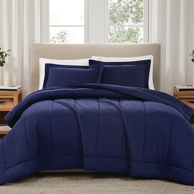 Comforter Set Minimalist Solid Color with Smooth Percale Finish