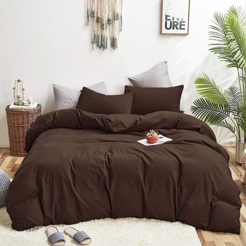 Comforter Set Mocha Coffee Color Matte Cotton Texture Quilted