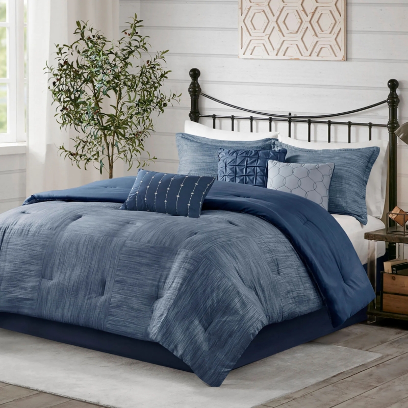 Comforter Set Monochromatic Embroidery Geometric Pattern Contemporary