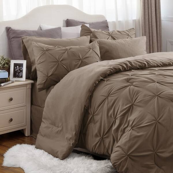 Comforter Set, Navy Blue Palette with Pintuck Pleating Texture.