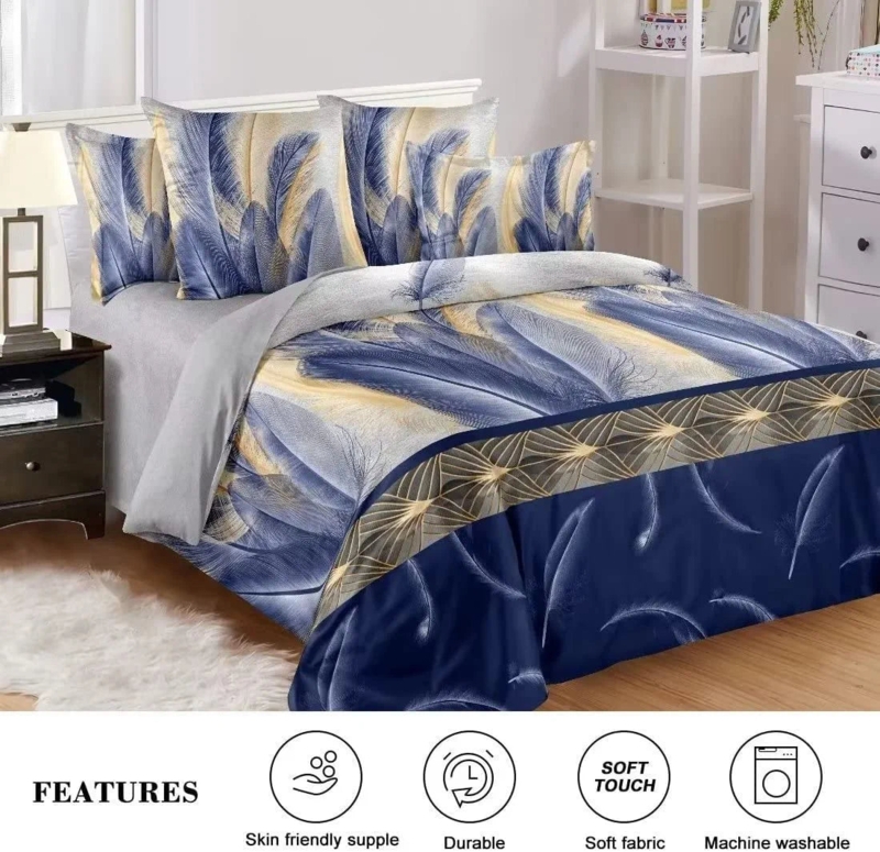 Comforter Set Navy Box Stitch Quilting for Minimalist Bedroom