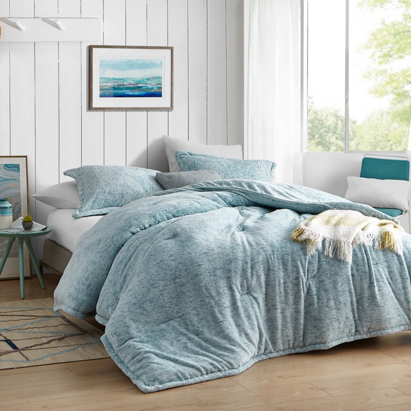 Comforter Set Oversized Plush Smoke Blue Streaked Texture Modern Cozy
