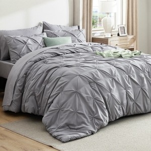 Comforter Set Pintuck Pleats Diamond Pattern Ivory Color Cozy Set