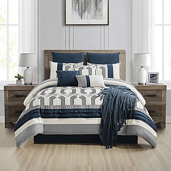Comforter Set Pleated Texture Charcoal Gray Decorative