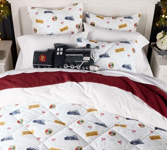 Comforter Set Polar Express Theme Steam Train Graphic Whimsical