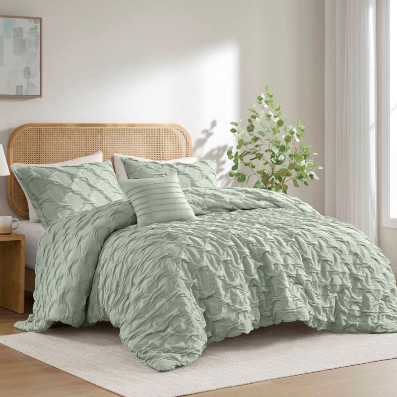 Comforter Set Sage Green Botanical Floral Print Traditional