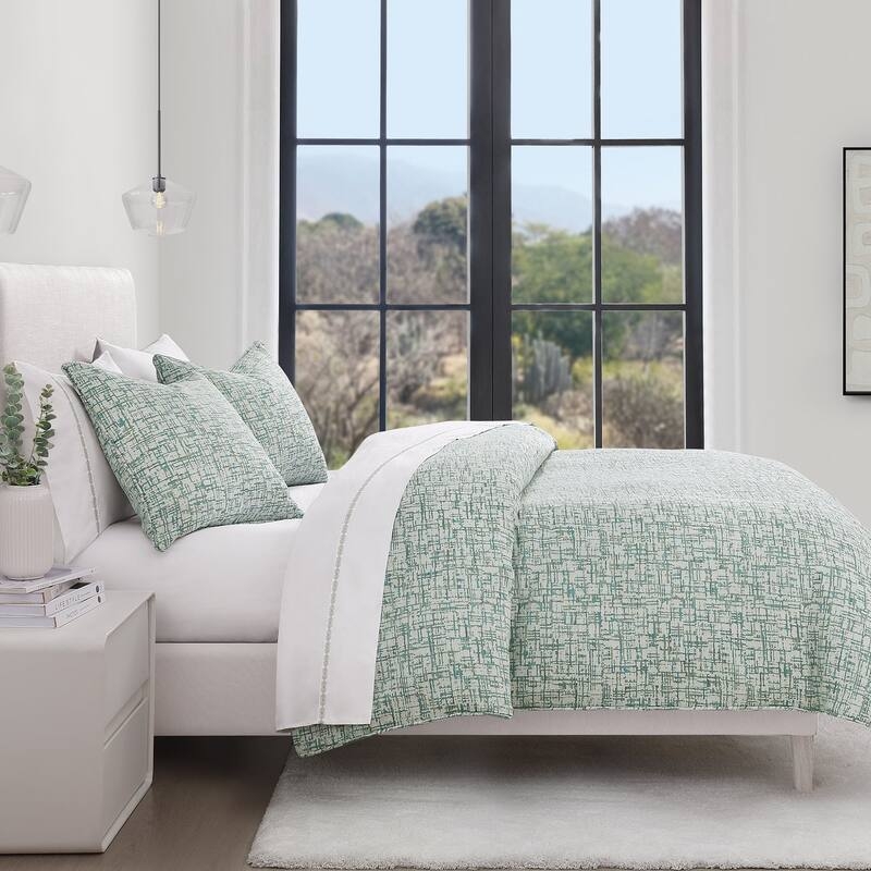 Comforter Set Sage Green High-Low Jacquard Chenille