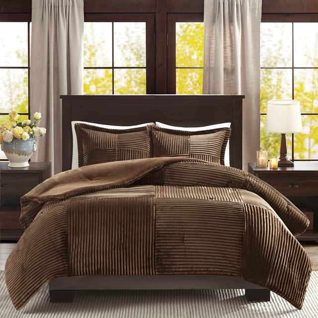 Comforter Set Wide Ribbed Corduroy Texture Plush Masculine Bedding