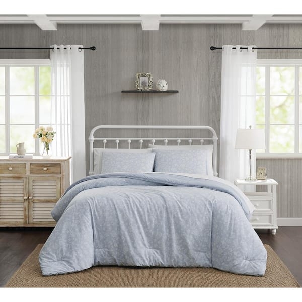 Comforter Set with Floral Print Shams, Floral Sham and White Comforter