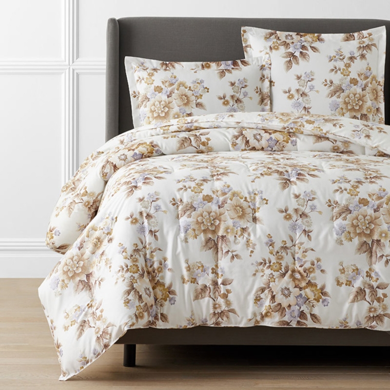 Comforter White Primrose Bloom Pattern Cottage Style Botanical