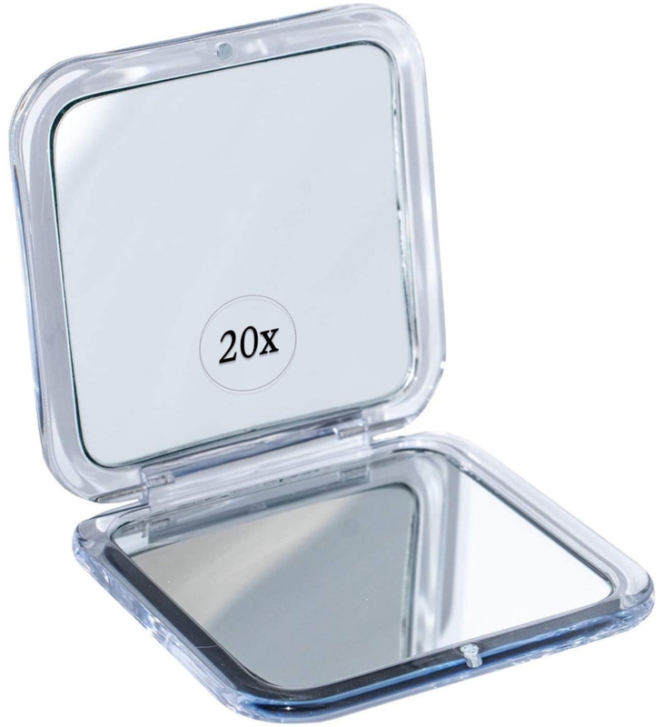 Compact Mirror, Transparent Acrylic Frame, Folding Magnifying Lens