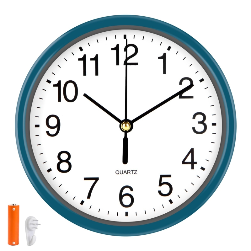 Compact Wall Clock with Powder Blue Finish & Minimalist Face