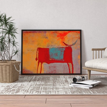 Contemporary Canvas Print Graphic Bull Subject High Contrast