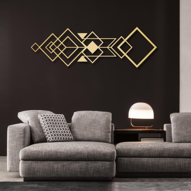 Contemporary Metal Line Art Decor: Geometric Silhouette