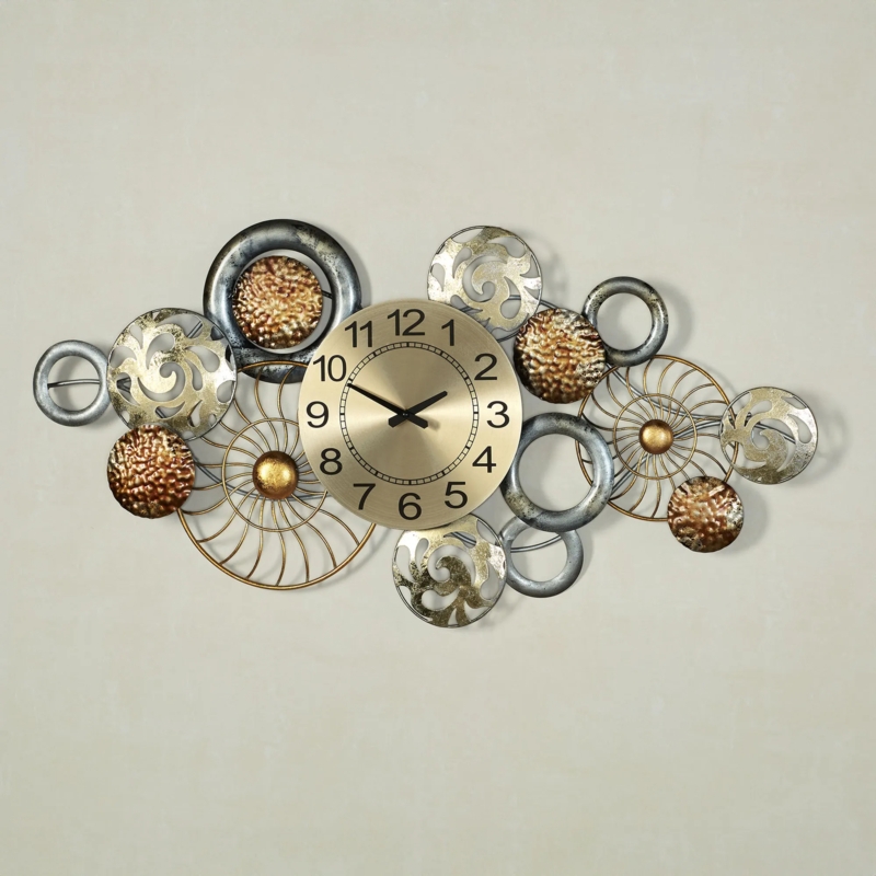 Contemporary Wall Clock: Multi-Metallic Layered Concentric Rings