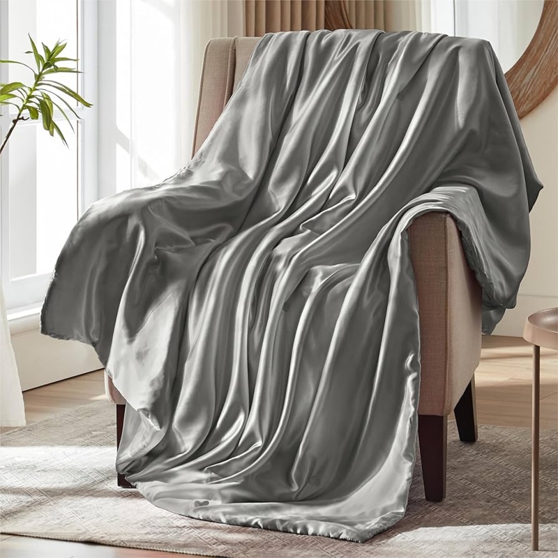 Cooling Throw Blanket Satin Lustrous Sheen Packable Lightweight