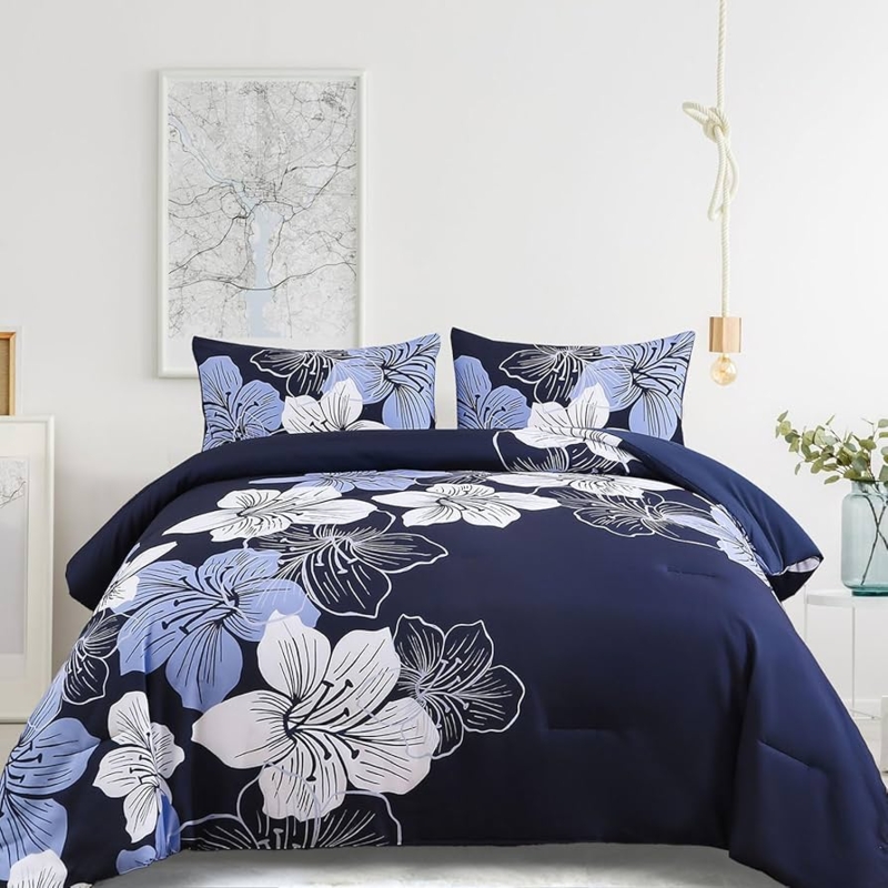 Cottage Core High Contrast Floral Comforter Set
