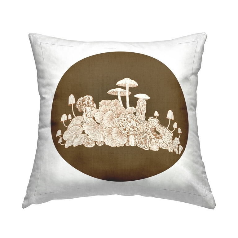 Cottagecore Throw Pillow Mushroom Botanical Print Decor