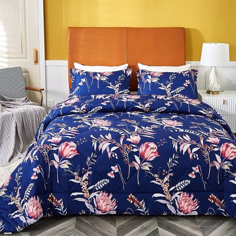 Cozy Modern Farmhouse Botanical Print Comforter Set