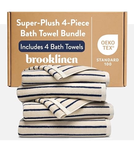 Cream and Navy Striped Hand Towel Set, Modern Nautical Decor