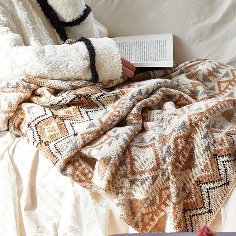 Cream Braided Knit Throw Blanket, Thick Braided Acrylic