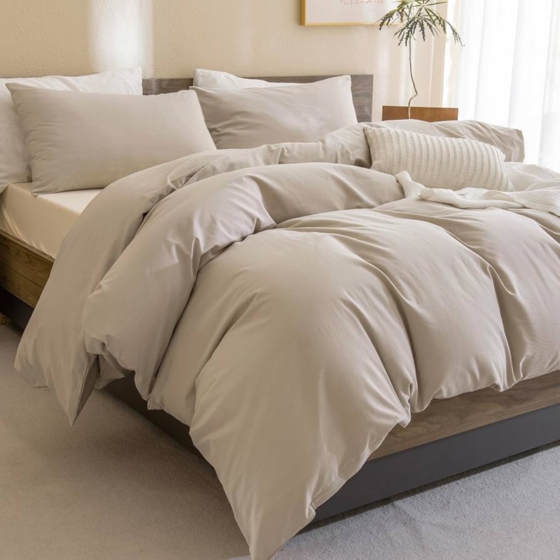 Crinkled Texture Comforter Set, Neutral Bedroom Decor, Organic Style