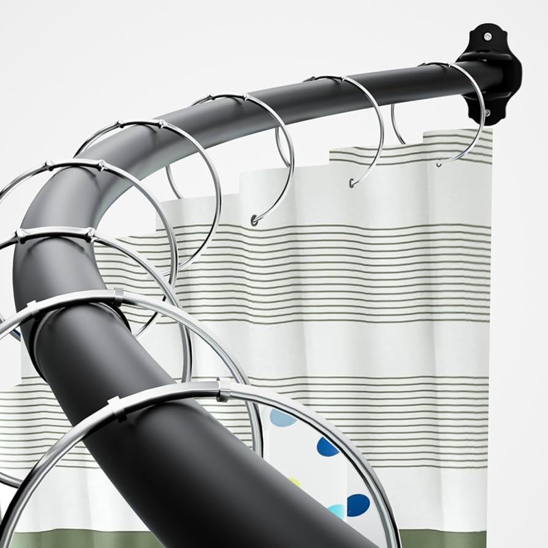 Curved Shower Curtain Rod Matte Black Adjustable Modern Minimalist