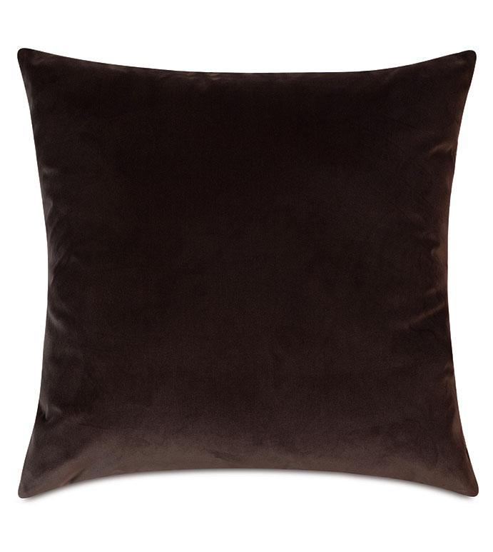 Decorative Pillow Chocolate Brown Velvet Flanged Edge Square