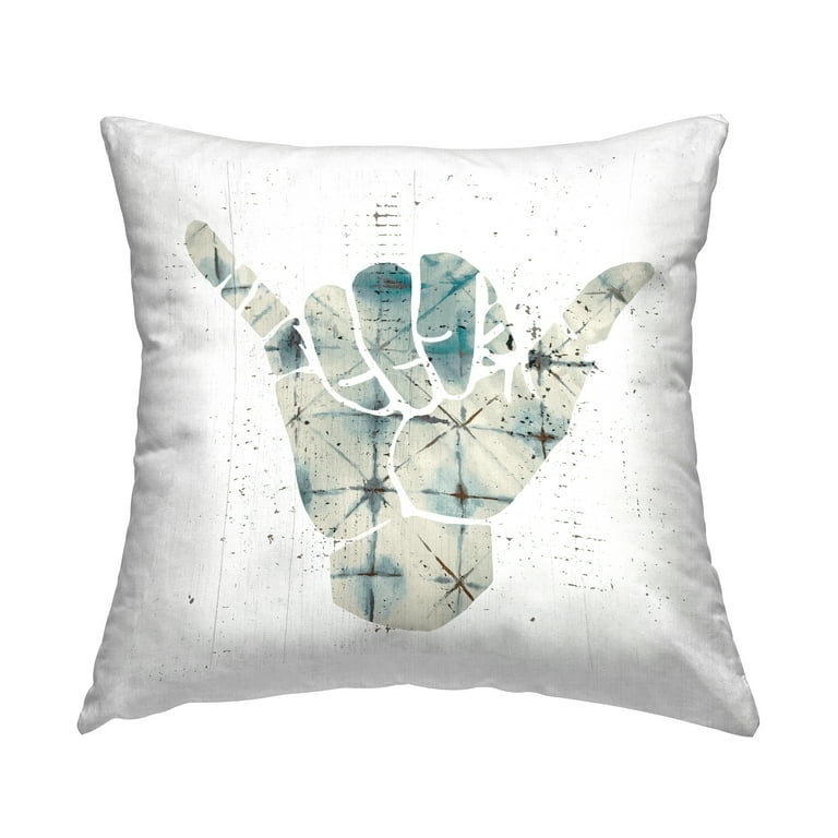 Decorative Pillow featuring Shaka Hand Sign and Green Abstract Geometric