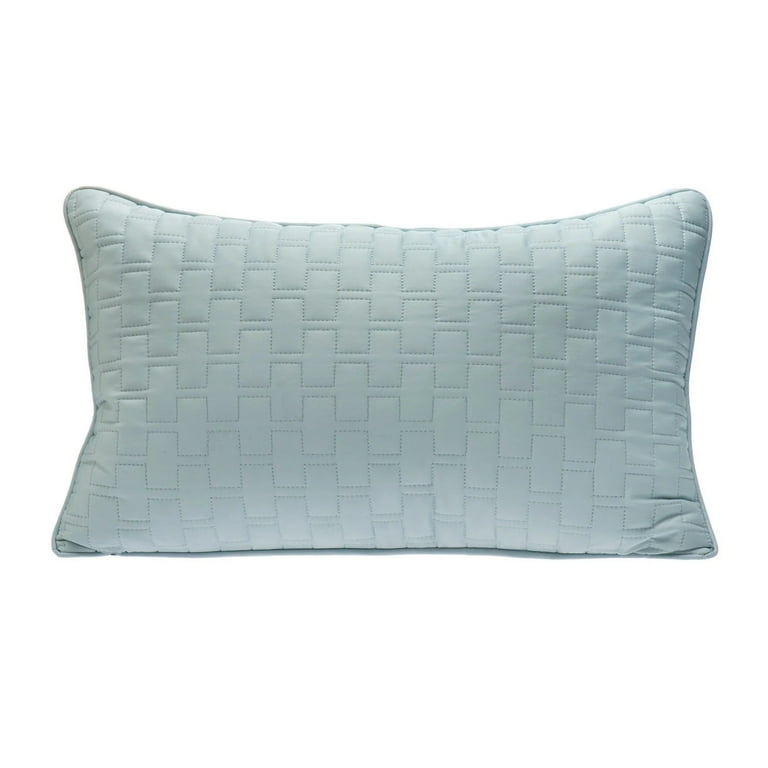 Decorative Pillow Geometric Quilting White Piped Edges Modern