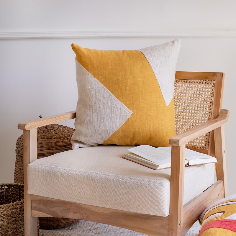 Decorative Pillow Modern Glam Bold Colorblock Navy Ivory Contrast