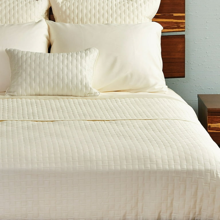Decorative Pillow Quilted Pattern White Geometric Texture Minimalist