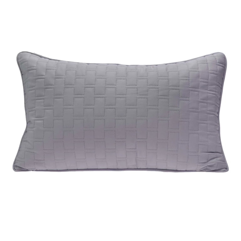 Decorative Pillow Sky Blue Quilted Grid Pattern Cross Stitch Accents