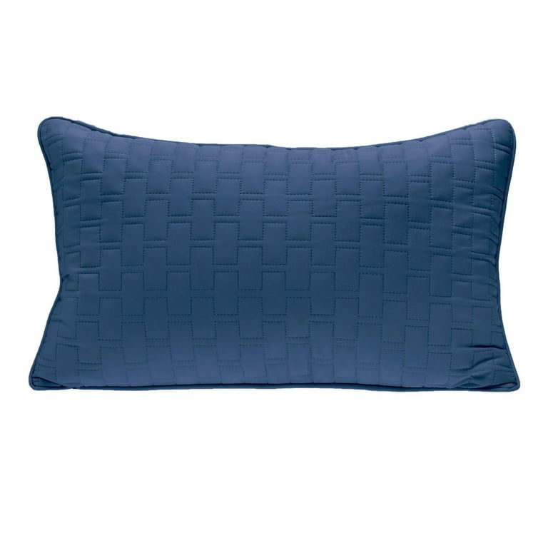 Decorative Pillow Square Sky Blue Diamond Quilted Pattern Piped