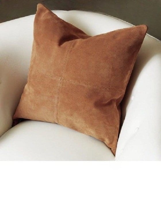 Decorative Pillow: Tan Suede Radial Pattern for Bohemian Chic Styling.