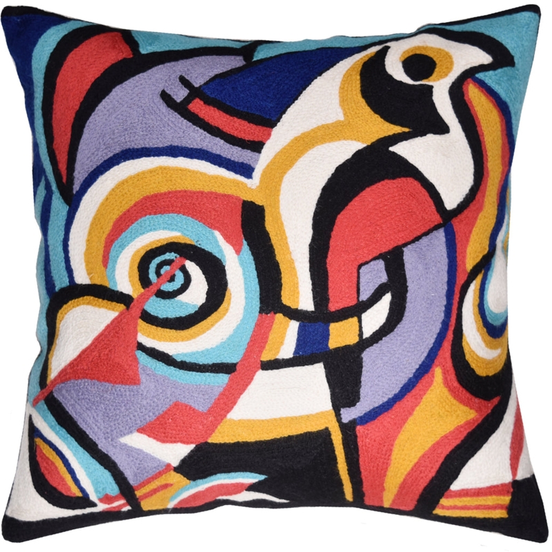 Decorative Pillow with Hand Embroidered Texture and Artistic Decor