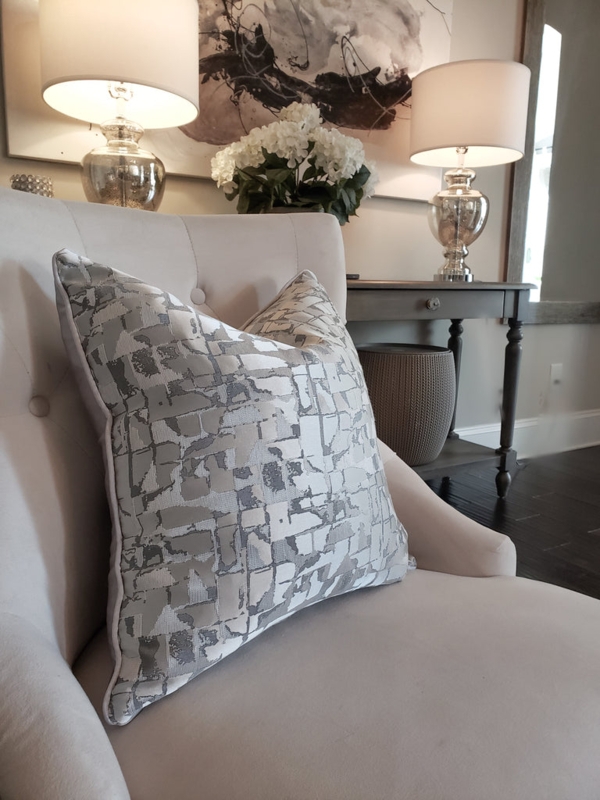 Decorative Pillow with shimmering metallic abstract geometric jacquard