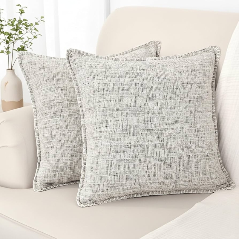 Decorative Pillows Black White Braided Chenille Texture Boho