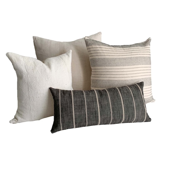 Decorative Pillows, Leather-Like & Stripe Accents