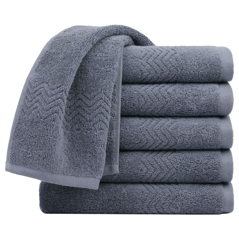 Deep Navy Blue Plush Hand Towel 6-Pack Stack, Washcloth Set