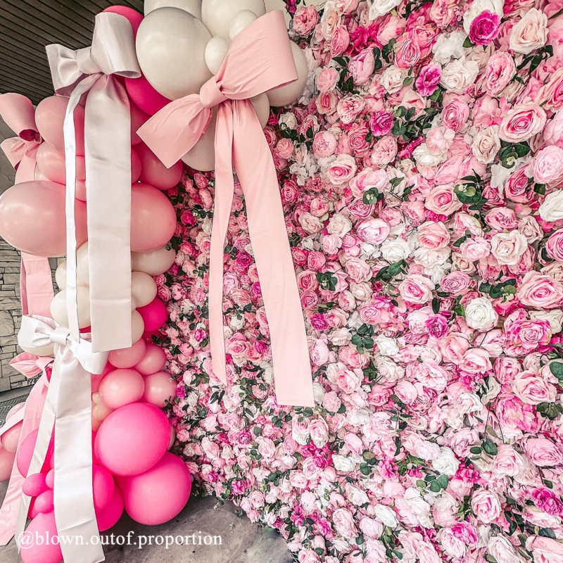 Dense Pink and Cream Rose Flower Wall Backdrop for Events