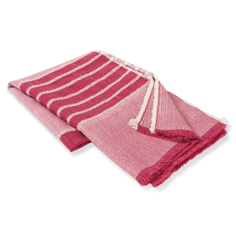 Dense Weave Throw Blanket, Deep Magenta Hue. Dark Pink Throw Blanket Decor